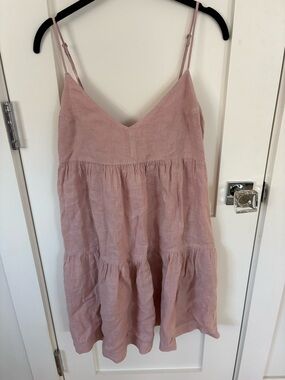 Blush Pink Linen Spaghetti Strap Sundress XS relaxed by Velvet